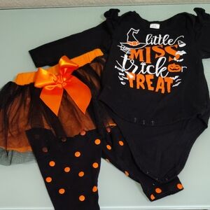 Little Miss Trick or Treat Costume Set - Black and Orange 0to3 M